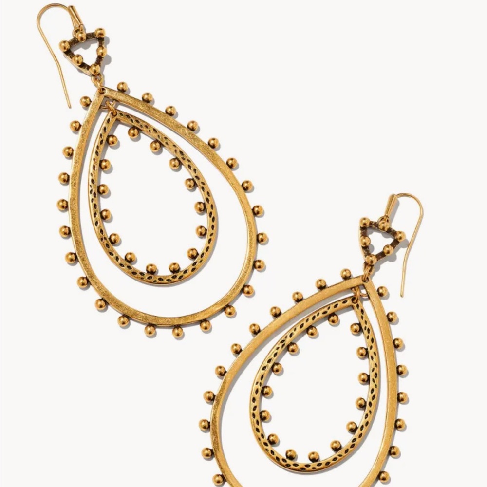 Kendra Scott Rumor Gold Beaded Teardrop Earrings - Picture 2 of 6